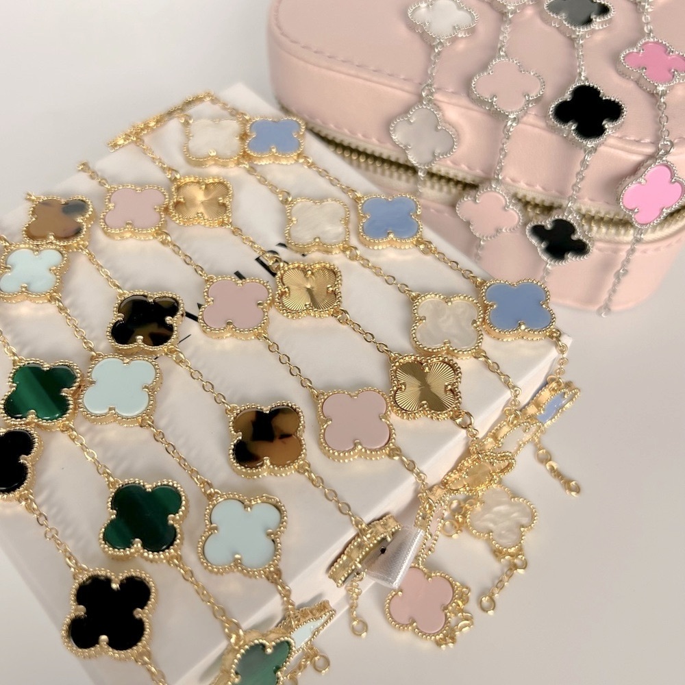 Clover Bracelet Mother of Pearl 14k Gold Plated Luxury Bracelet - Picture 7 of 11